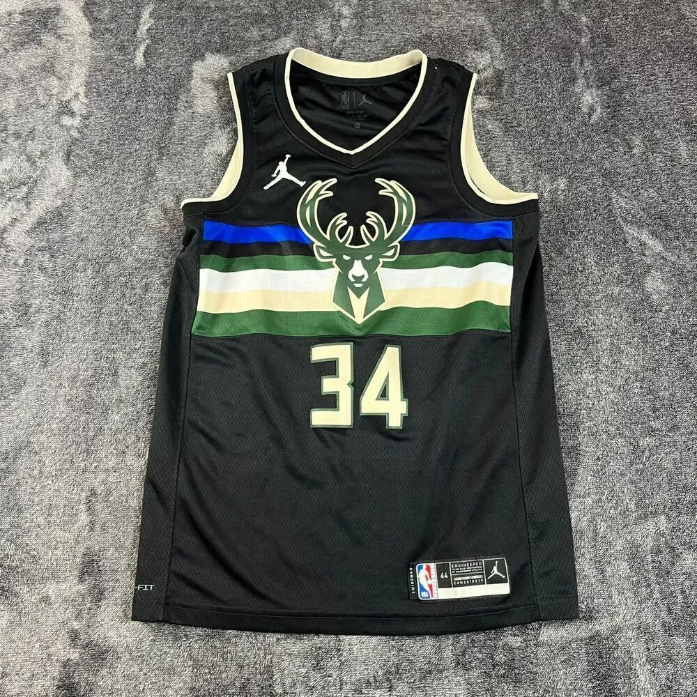 Nike Swingman Milwaukee Bucks Giannis Antetokounmpo Jersey Black #34 Sz M